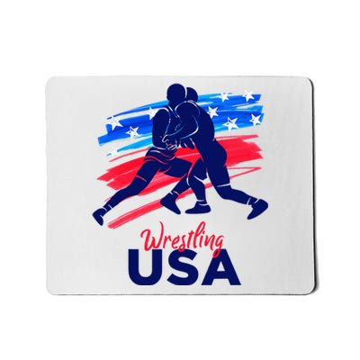 Wrestling Support The Team Wrestling Athlete Usa Flag Mousepad