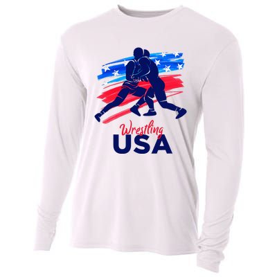 Wrestling Support The Team Wrestling Athlete Usa Flag Cooling Performance Long Sleeve Crew