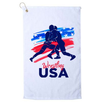 Wrestling Support The Team Wrestling Athlete Usa Flag Platinum Collection Golf Towel