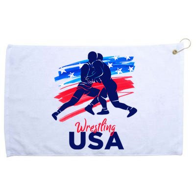 Wrestling Support The Team Wrestling Athlete Usa Flag Grommeted Golf Towel