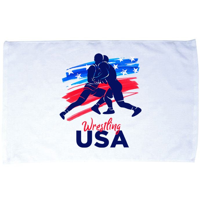 Wrestling Support The Team Wrestling Athlete Usa Flag Microfiber Hand Towel