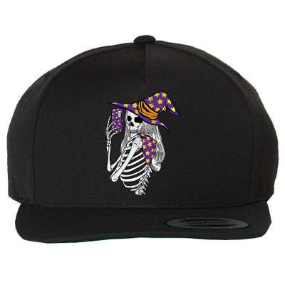 Witch Skeleton Taking Sie Mirror Photo Phone Camera Gift Wool Snapback Cap