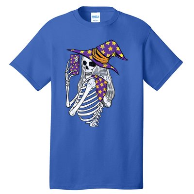 Witch Skeleton Taking Sie Mirror Photo Phone Camera Gift Tall T-Shirt