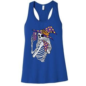 Witch Skeleton Taking Sie Mirror Photo Phone Camera Gift Women's Racerback Tank