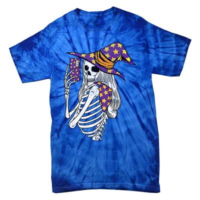 Witch Skeleton Taking Sie Mirror Photo Phone Camera Gift Tie-Dye T-Shirt