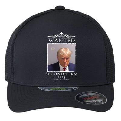 Wanted Second Term 2024 Trump Donald Mugshot Flexfit Unipanel Trucker Cap