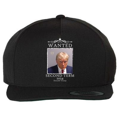 Wanted Second Term 2024 Trump Donald Mugshot Wool Snapback Cap