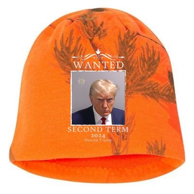 Wanted Second Term 2024 Trump Donald Mugshot Kati - Camo Knit Beanie