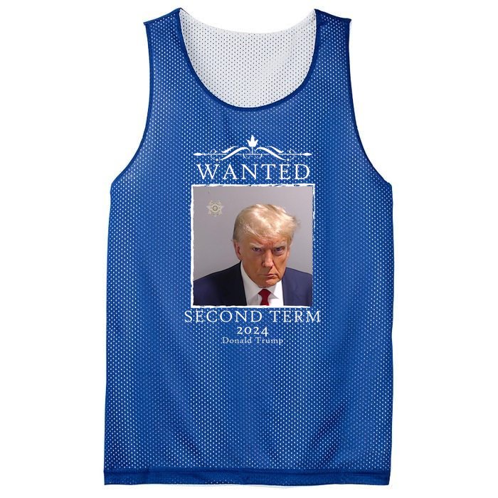 Wanted Second Term 2024 Trump Donald Mugshot Mesh Reversible Basketball Jersey Tank