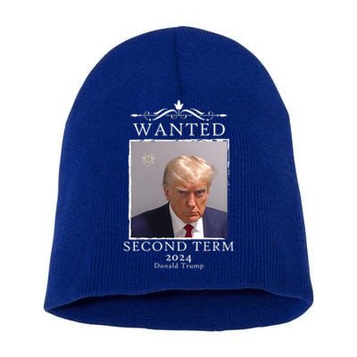 Wanted Second Term 2024 Trump Donald Mugshot Short Acrylic Beanie