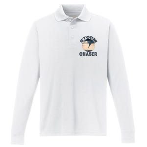 Weather Storm Tornado Hurricane Chaser Performance Long Sleeve Polo