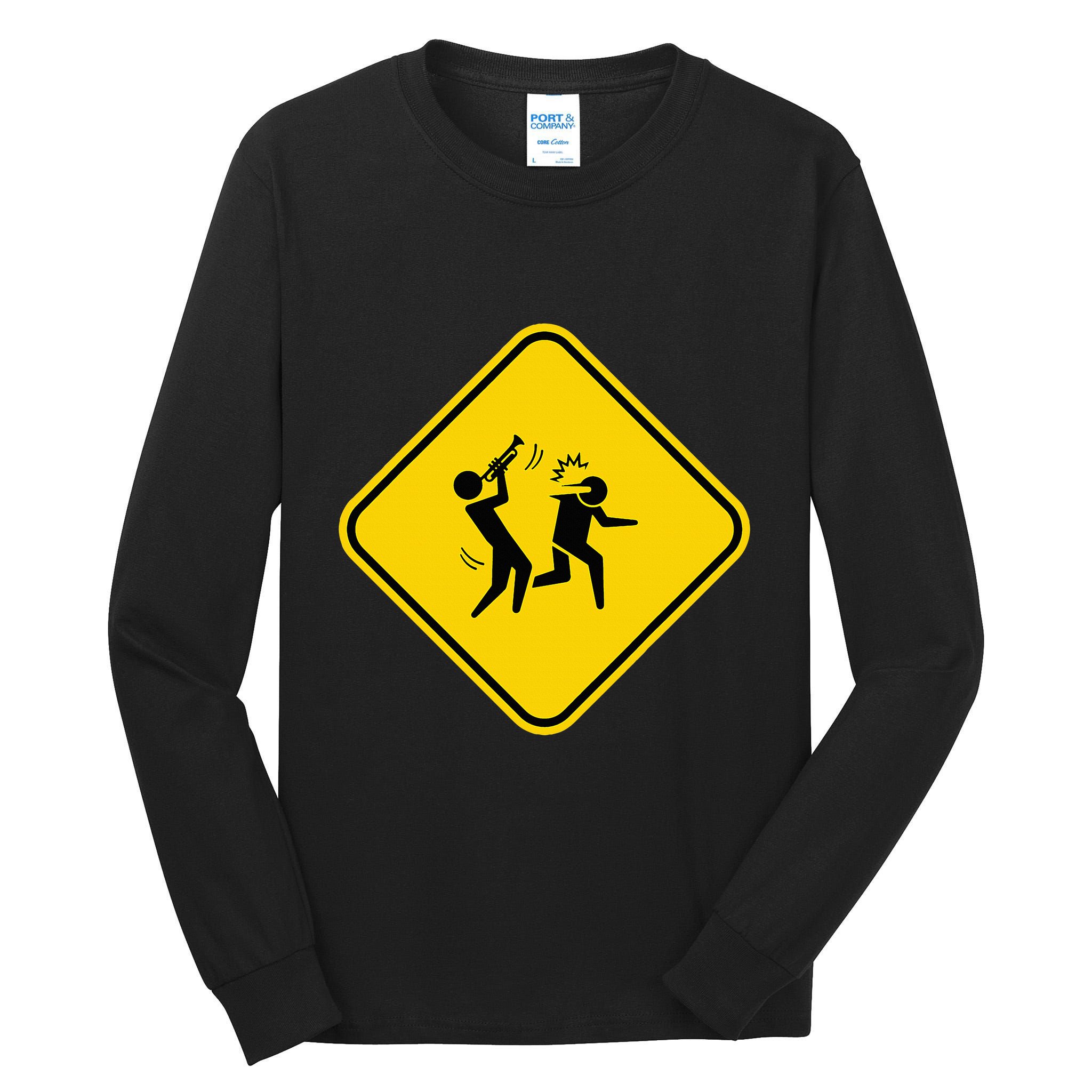 Warning Sign Trumpet Funny Trumpeter Instrument Lover Outfit Tall Long Sleeve T-Shirt
