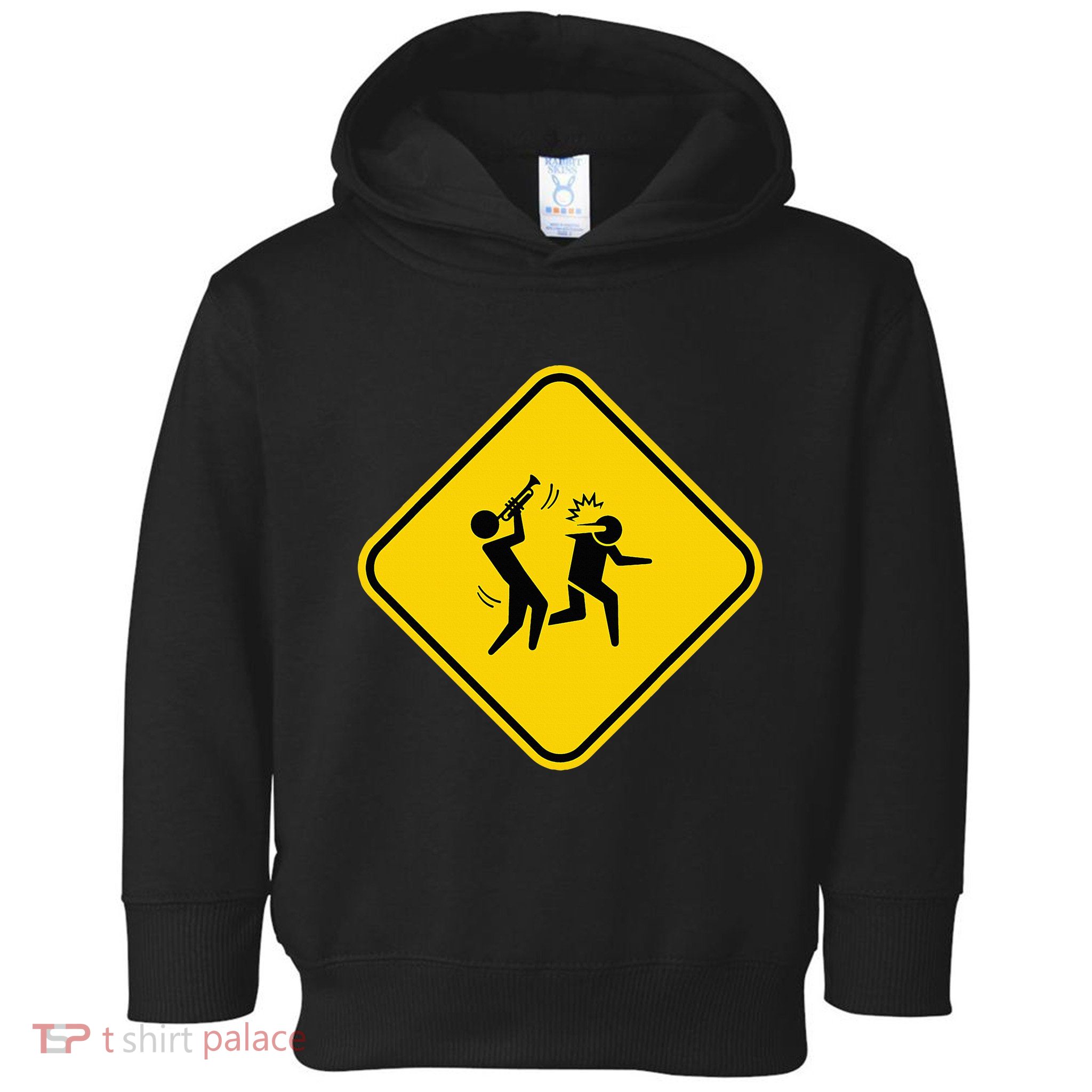 Warning Sign Trumpet Funny Trumpeter Instrument Lover Outfit Toddler Hoodie