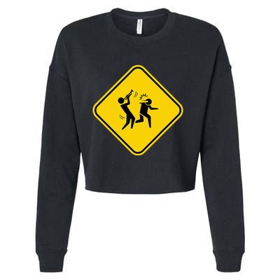 Warning Sign Trumpet Funny Trumpeter Instrument Lover Outfit Cropped Pullover Crew