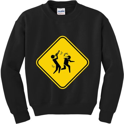 Warning Sign Trumpet Funny Trumpeter Instrument Lover Outfit Kids Sweatshirt