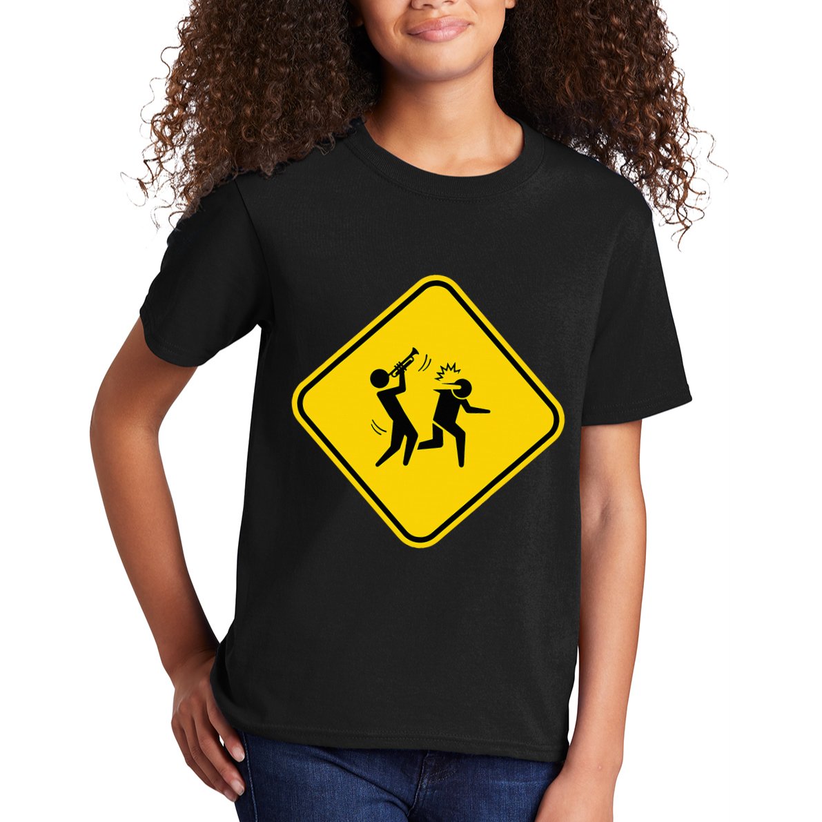 Warning Sign Trumpet Funny Trumpeter Instrument Lover Outfit Kids T-Shirt