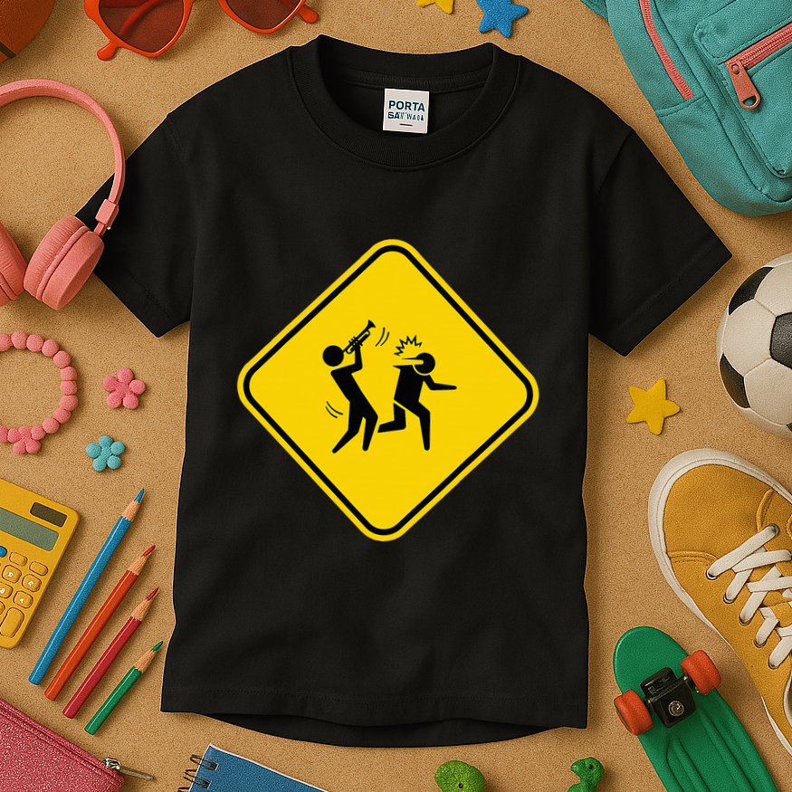 Warning Sign Trumpet Funny Trumpeter Instrument Lover Outfit Kids T-Shirt