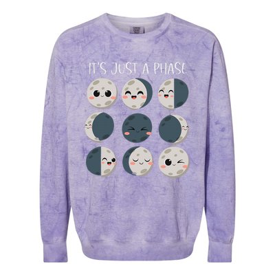 Women Science Teacher Moon Phases Scientist Back To School Colorblast Crewneck Sweatshirt