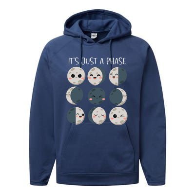 Women Science Teacher Moon Phases Scientist Back To School Performance Fleece Hoodie