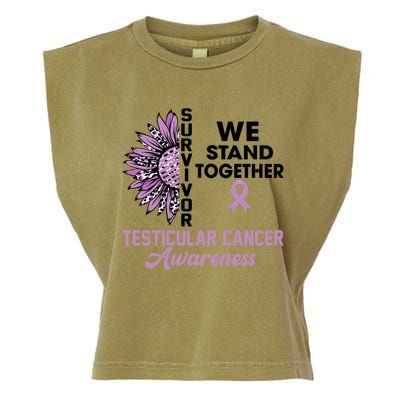 We Stand Together Testicular Cancer Awareness Month Survivor Cool Gift Garment-Dyed Women's Muscle Tee