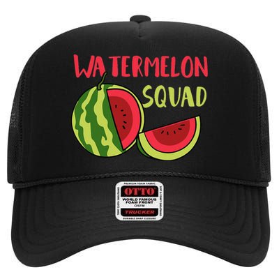 Watermelon Squad Tropical Fruits High Crown Mesh Back Trucker Hat