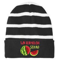 Watermelon Squad Tropical Fruits Striped Beanie with Solid Band