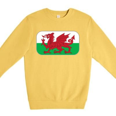 Wales Soccer Team Welsh Flag Y Ddraig Goch Premium Crewneck Sweatshirt