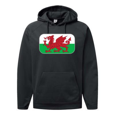 Wales Soccer Team Welsh Flag Y Ddraig Goch Performance Fleece Hoodie