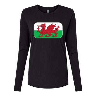 Wales Soccer Team Welsh Flag Y Ddraig Goch Womens Cotton Relaxed Long Sleeve T-Shirt