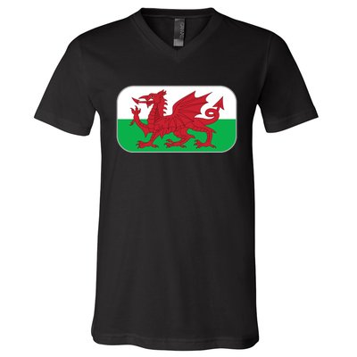 Wales Soccer Team Welsh Flag Y Ddraig Goch V-Neck T-Shirt