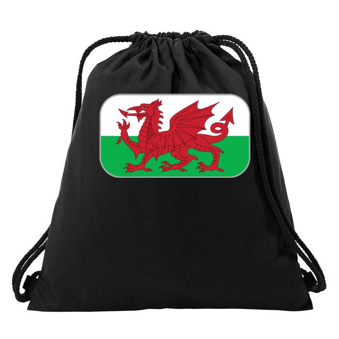 Wales Soccer Team Welsh Flag Y Ddraig Goch Drawstring Bag