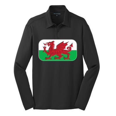 Wales Soccer Team Welsh Flag Y Ddraig Goch Silk Touch Performance Long Sleeve Polo