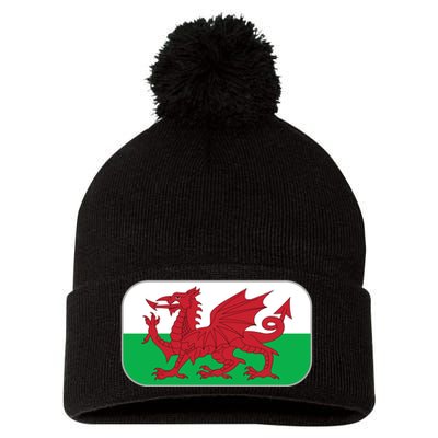 Wales Soccer Team Welsh Flag Y Ddraig Goch Pom Pom 12in Knit Beanie