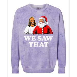 We Saw That Christmas Jesus Santa Claus Christ Colorblast Crewneck Sweatshirt