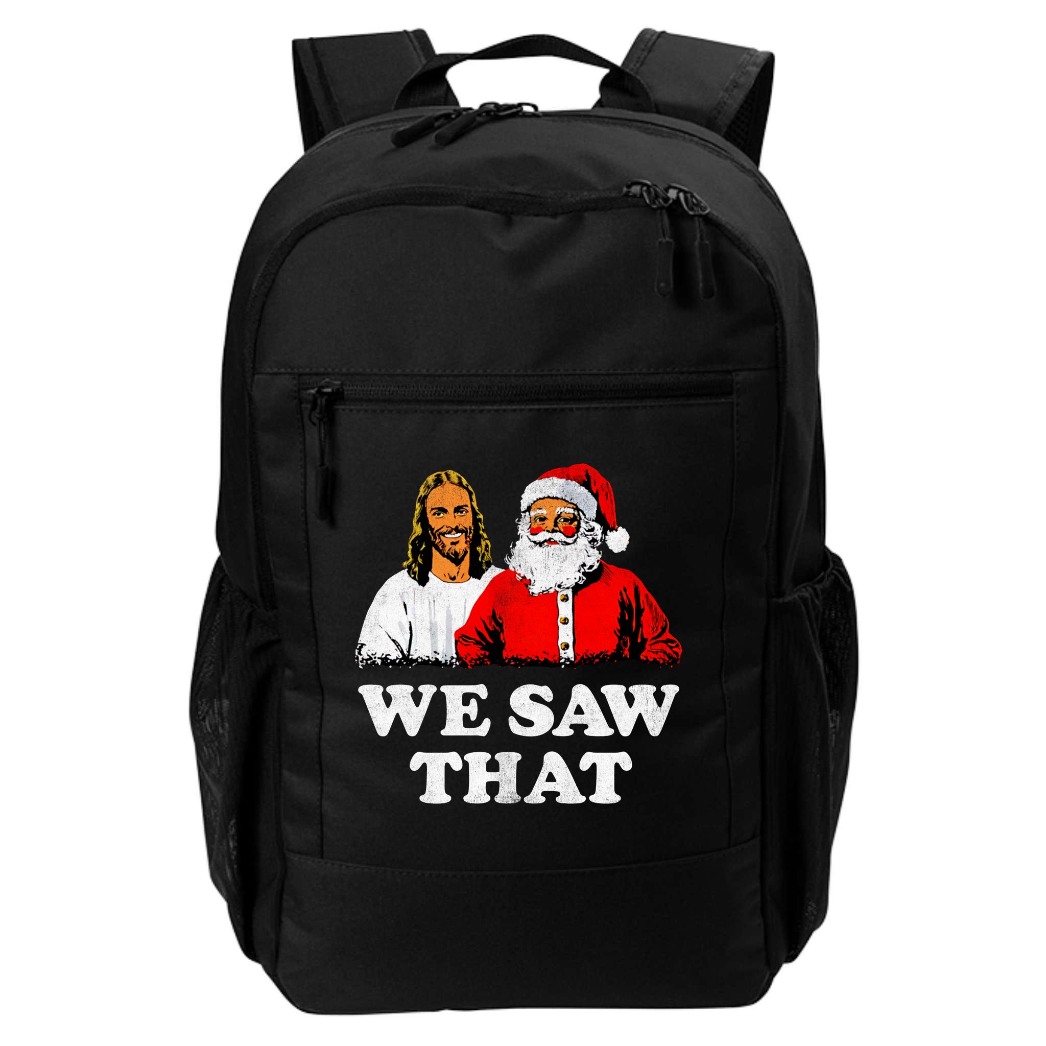 We Saw That Christmas Jesus Santa Claus Christ Backpack