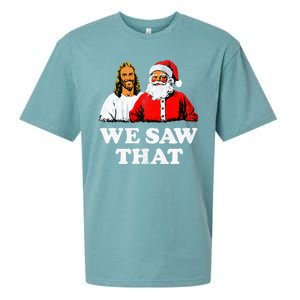 We Saw That Christmas Jesus Santa Claus Christ Sueded Cloud Jersey T-Shirt