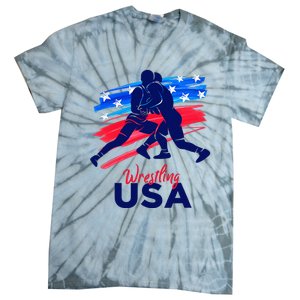 Wrestling Support The Team Wrestling Athlete Usa Flag Tie-Dye T-Shirt