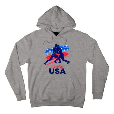 Wrestling Support The Team Wrestling Athlete Usa Flag Tall Hoodie