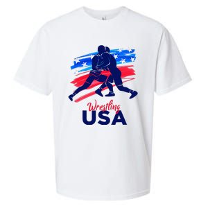 Wrestling Support The Team Wrestling Athlete Usa Flag Sueded Cloud Jersey T-Shirt