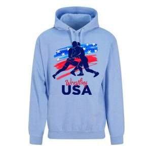 Wrestling Support The Team Wrestling Athlete Usa Flag Unisex Surf Hoodie