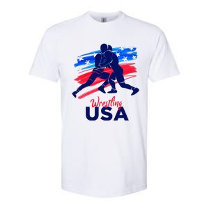 Wrestling Support The Team Wrestling Athlete Usa Flag Softstyle CVC T-Shirt