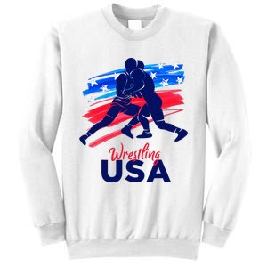 Wrestling Support The Team Wrestling Athlete Usa Flag Sweatshirt