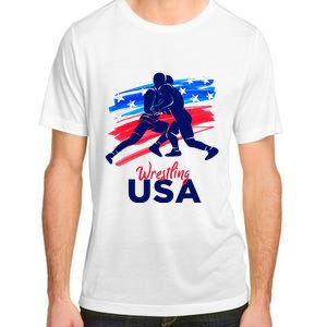 Wrestling Support The Team Wrestling Athlete Usa Flag Adult ChromaSoft Performance T-Shirt