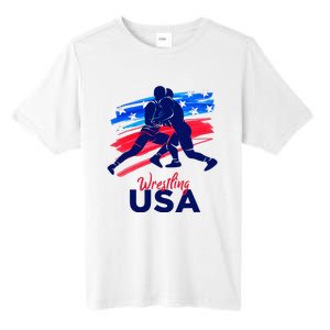 Wrestling Support The Team Wrestling Athlete Usa Flag Tall Fusion ChromaSoft Performance T-Shirt