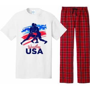 Wrestling Support The Team Wrestling Athlete Usa Flag Pajama Set