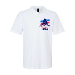 Wrestling Support The Team Wrestling Athlete Usa Flag Softstyle Adult Sport Polo