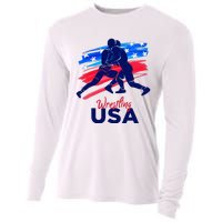 Wrestling Support The Team Wrestling Athlete Usa Flag Cooling Performance Long Sleeve Crew