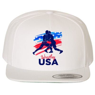 Wrestling Support The Team Wrestling Athlete Usa Flag Wool Snapback Cap