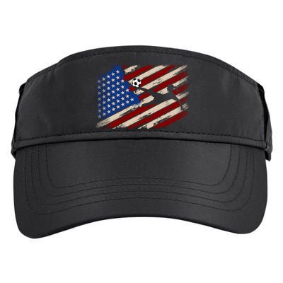 Women Soccer USA Flag Proud Women Soccer Players American Flag Distressed Adult Drive Performance Visor
