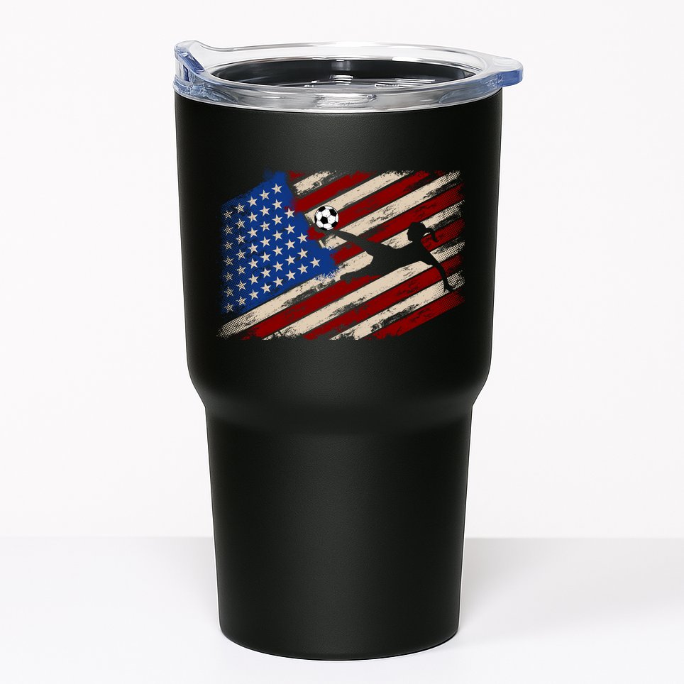 Women Soccer USA Flag Proud Women Soccer Players American Flag Distressed Tumbler